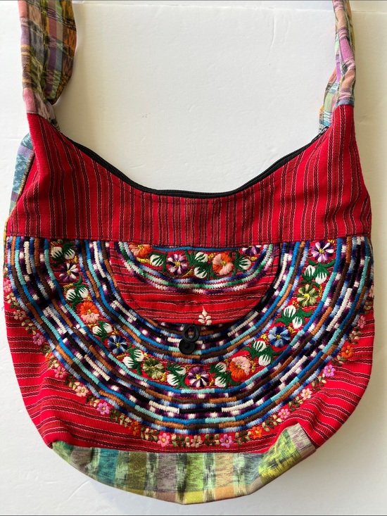 Hand Crafted Handbags - Handcrafted Embroidered Crossbody Bag Zip Closure Pocket Boho Padded Strap